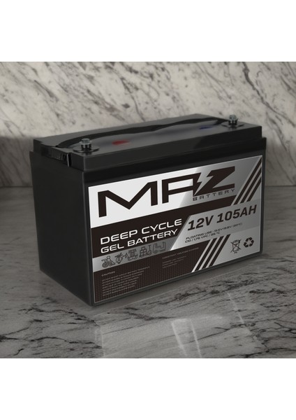 12 Volt 105 Amper Deep Cycle Jel Akü 12V 105AH Yeni Ürün