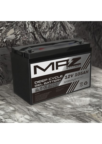 12 Volt 105 Amper Deep Cycle Jel Akü 12V 105AH Yeni Ürün
