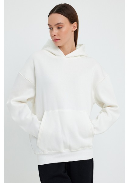 Beyaz Hoodie, Oversize Hoodie, Kadın Hoodie, Kanguru Cepli Kapüşonlu indirimleri