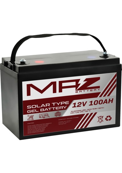 Maz Akü 12 Volt 100 Amper Solar Jel Akü 12V 100AH (Yeni Üretim)