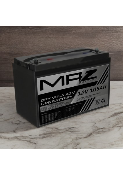 Maz Akü 12 Volt 105 Amper (Ah) Kuru Agm Vrla Ups Akü Yeni Üretim