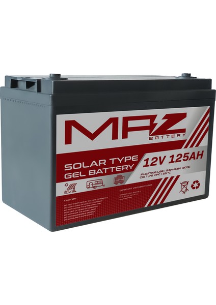12 Volt 125 Amper Solar Jel Akü 12V 125AH (Yeni Üretim)