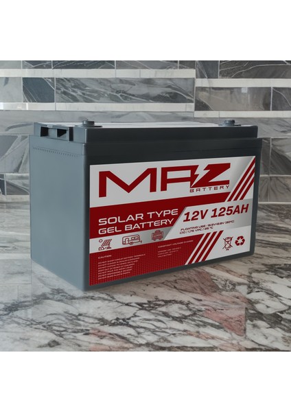 12 Volt 125 Amper Solar Jel Akü 12V 125AH (Yeni Üretim)