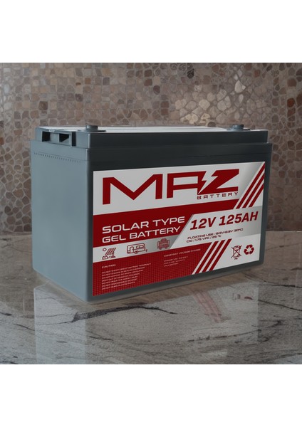 12 Volt 125 Amper Solar Jel Akü 12V 125AH (Yeni Üretim)