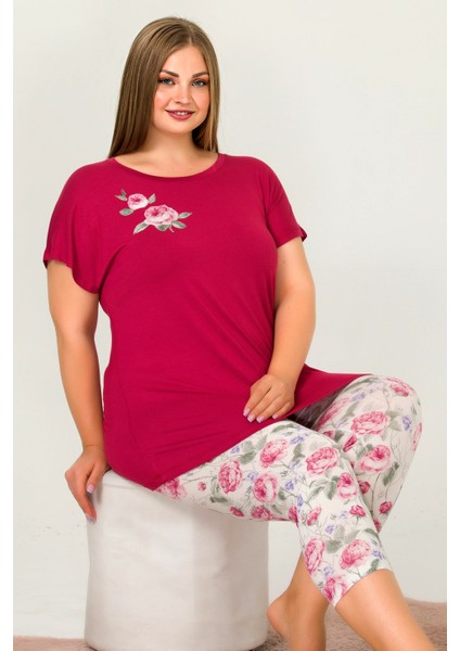 Lady Büyük Beden Kısa Kollu Kapri Pijama Takımı 10641 fiyatları