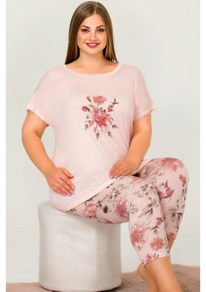 Büyük Beden Kısa Kollu Kapri Pijama Takımı 10661 fiyatları