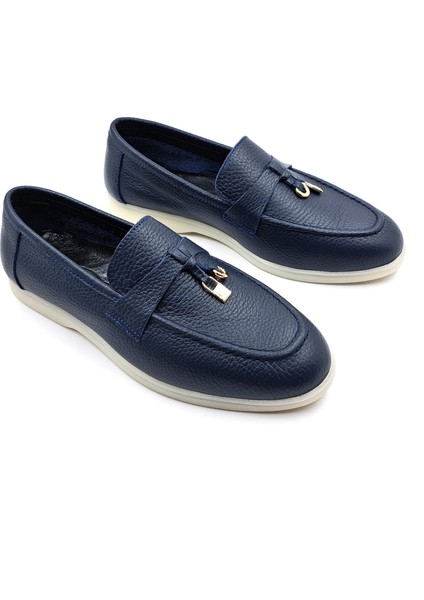 SV040 Deri Kadın Günlük Lacivert Loafer Ayakkabı fiyatları