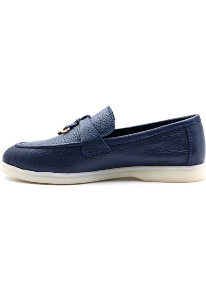 SV040 Deri Kadın Günlük Lacivert Loafer Ayakkabı fırsatları