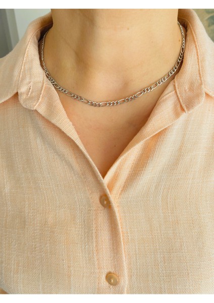 Gümüş Kaplama Kolye Gümüş Renk Kadın Zincir Kolye