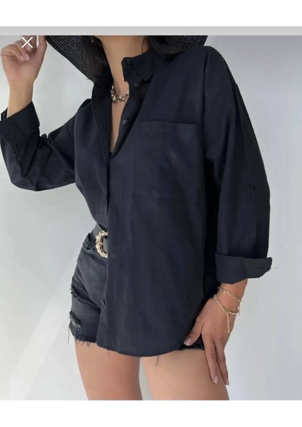 Kadın Düşük Omuz Oversize Keten Gömlek Yeni Sezon Yazlık fiyatları