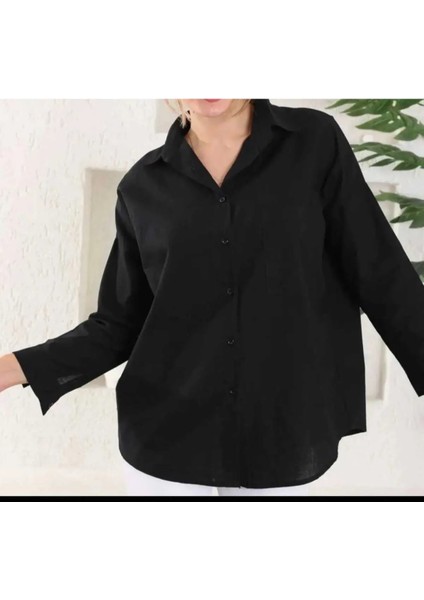 Kadın Düşük Omuz Oversize Keten Gömlek Yeni Sezon Yazlık modelleri