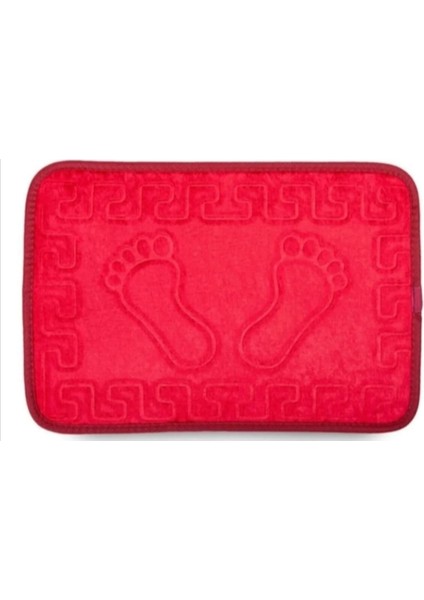 Kaymaz Tabanlı Ayak Izli Banyo Paspası Kırmızı Renk 40 x 60 cm Ebatında Kapı Önü Paspası Lavapaspası fiyatları
