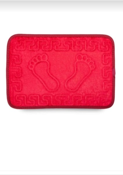 Kaymaz Tabanlı Ayak Izli Banyo Paspası Kırmızı Renk 40 x 60 cm Ebatında Kapı Önü Paspası Lavapaspası modelleri