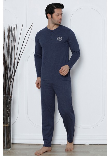 Flk 8000 Penye Erkek Süprem Yazlık Mevsimlik Uzun Kollu Pijama Takımı