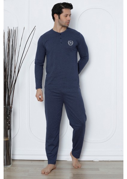 Flk 8000 Penye Erkek Süprem Yazlık Mevsimlik Uzun Kollu Pijama Takımı