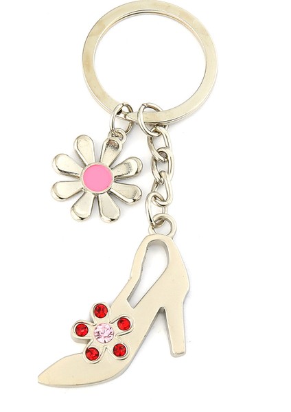 3D Taşlı Çiçekli Stiletto Ayakkabı Tasarımlı Anahtarlık ''newlifepromosyon'' MDL388
