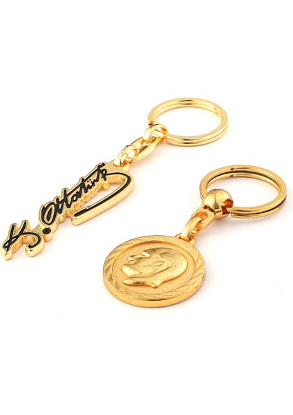Mustafa Kemal Atatürk Gold ve Imza Anahtarlık ''newlifepromosyon'' MDL36