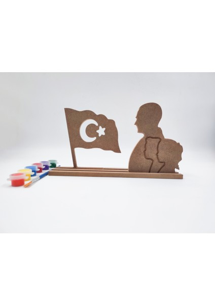 23 Nisan Ulusal Egemenlik ve Çocuk Bayramı Ahşap Boyama Seti (Türk Bayrağı- Atatürk Silüet)