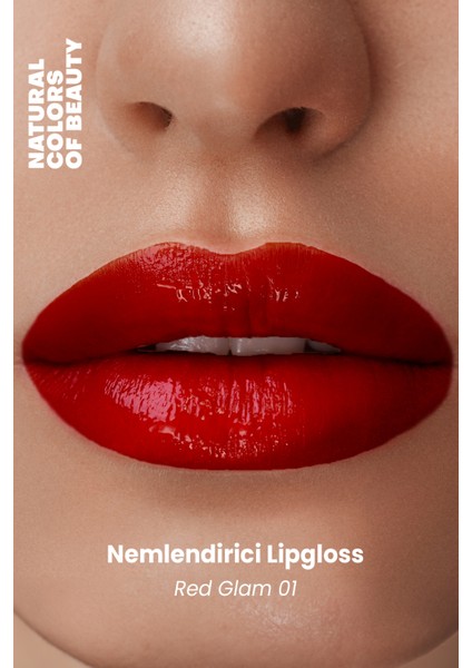 Nemlendirici Lipgloss Red Glam 01 Dudak Parlatıcısı %100 Doğal