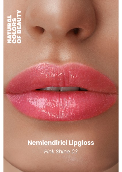 Nemlendirici Lipgloss Pink Shine 03 Dudak Parlatıcısı %100 Doğal