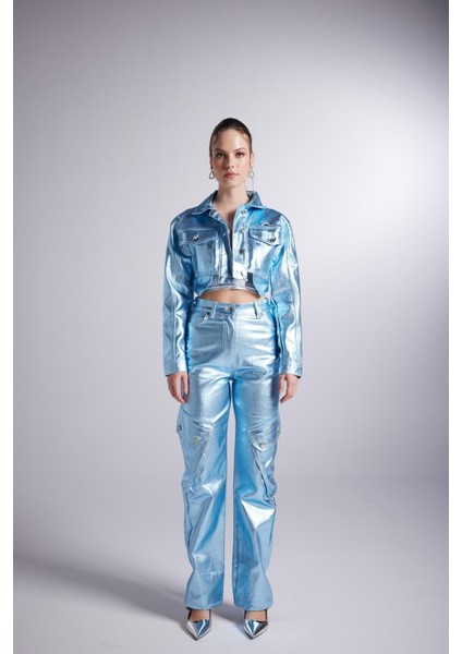 Varak Kaplama Kargo Cepli Millen Pantolon Mavi