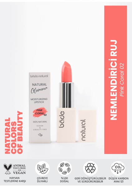 Nemlendirici Ruj Pink Coral 02 %100 Doğal