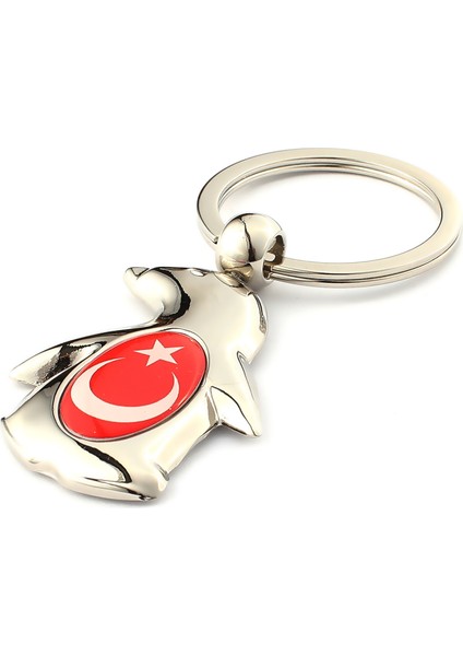 Pengüen Figürlü Ay Yıldız Damla Logolu Anahtarlık ''newlifepromosyon'' MDL125