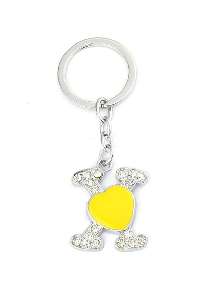 Sarı Kalp x Tasarımlı Taşlı Metal Anahtarlık ''newlifepromosyon'' MDL515 fiyatları