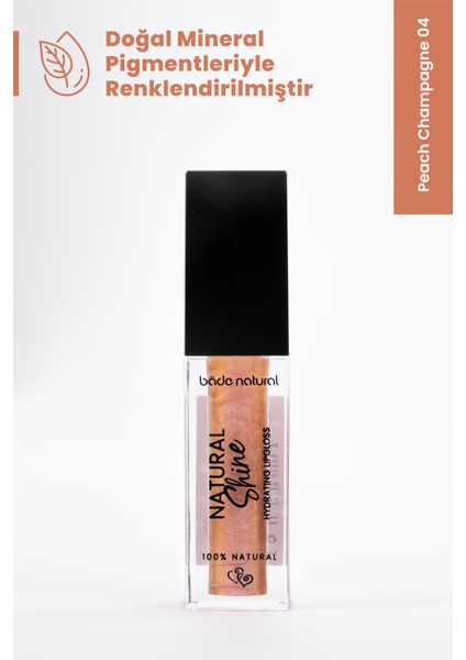 Nemlendirici Lipgloss Peach Champagne 04 Dudak Parlatıcısı %100 Doğal