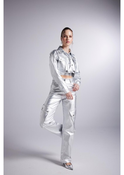 Varak Kaplama Kargo Cepli Millen Pantolon Gri modelleri