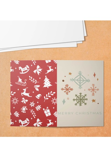 Yılbaşı Temalı Katlamalı Teşekkür Kartı (Katlı Ölçüsü 5,5x8 cm 100 Adet)