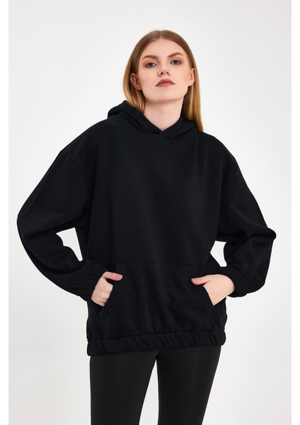 Siyah Hoodie, Oversize Hoodie, Kadın Hoodie, Kanguru Cepli Hoodie, Lastikli Hoodie fiyatları