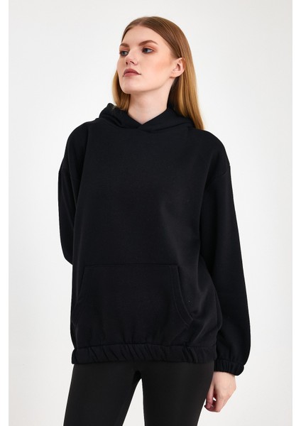 Siyah Hoodie, Oversize Hoodie, Kadın Hoodie, Kanguru Cepli Hoodie, Lastikli Hoodie modelleri