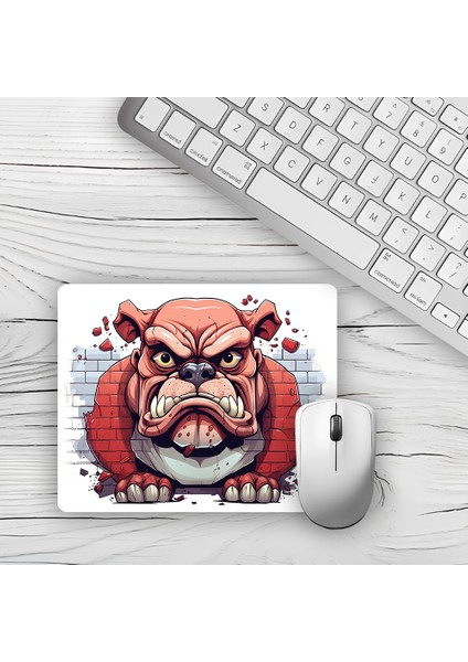 Duvar Tuğlaları Desenli Köpek Tasarımlı Baskılı Kaydırmaz Taban 18X22 cm Mouse Pad