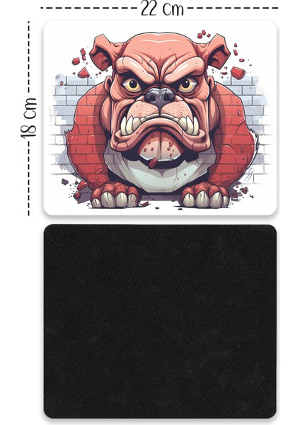 Duvar Tuğlaları Desenli Köpek Tasarımlı Baskılı Kaydırmaz Taban 18X22 cm Mouse Pad