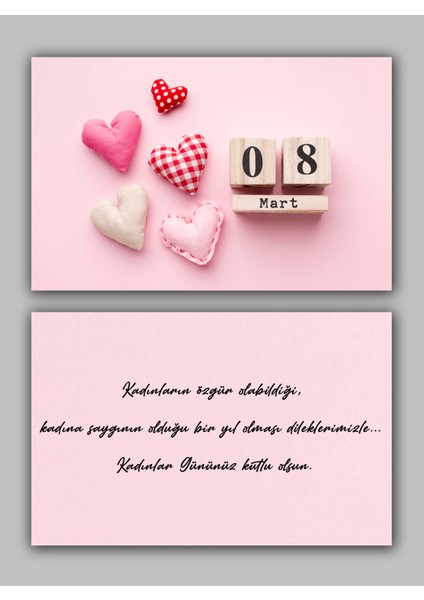 Kadınlar Günü Için Çift Taraflı Kutlama Kartı (5,5x8 cm 100 Adet)