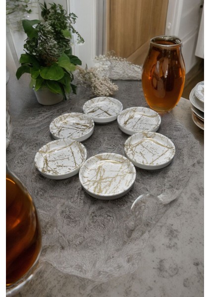 Yanpa Ticaret Freya Melamin 6 Lı Kırılmaz Gold Damarlı Çerezlik Çay Tabağı fiyatları