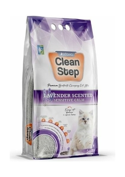 Clean Step Aktif Karbonlu Lavanta Kokulu Ince Taneli Topaklanan Bentonit Kedi Kumu 5 Lt