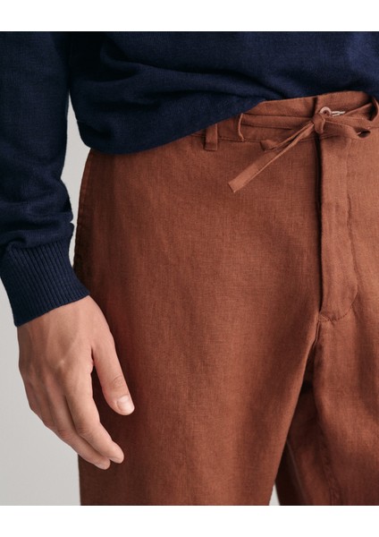 Erkek Kahverengi Relaxed Fit Keten Pantolon 1505272.278 indirimleri