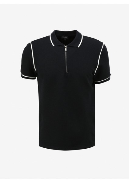 Jakarlı Lacivert Erkek Polo T-Shirt Vıdar