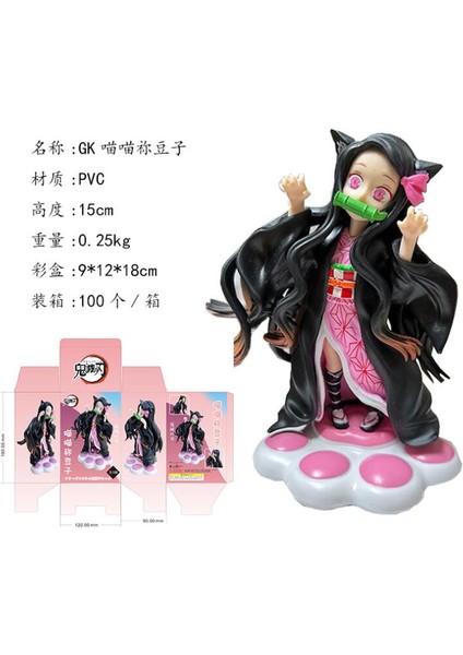 Anime Demon Slayer Kimetsu No Yaiba Kamado Nezuko Cat Cute Car Decoration Action Figure Models Toys (Yurt Dışından)