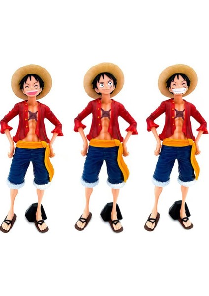 Hot 28CM One Piece Anime Figure Confident Smiley Luffy Three Form Face Changing Doll Action Figurine Model Toys Kits (Yurt Dışından)