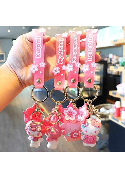Sanrio Karikatür Sakura Kuromi Hello Kitty Kolye Anahtarlık Anahtarlık Anime Aksiyon Figürleri Koleksiyon Model Oyuncaklar Çocuklar Takı Hediyeler (Yurt Dışından) modelleri
