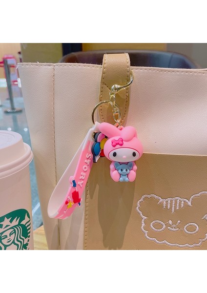 Sanrio Karikatür Kuromi My Melody Kolye Anahtarlık Anahtarlık Anime Aksiyon Figürleri Koleksiyon Model Oyuncaklar Çocuklar Için Takı Hediyeler (Yurt Dışından) fırsatları
