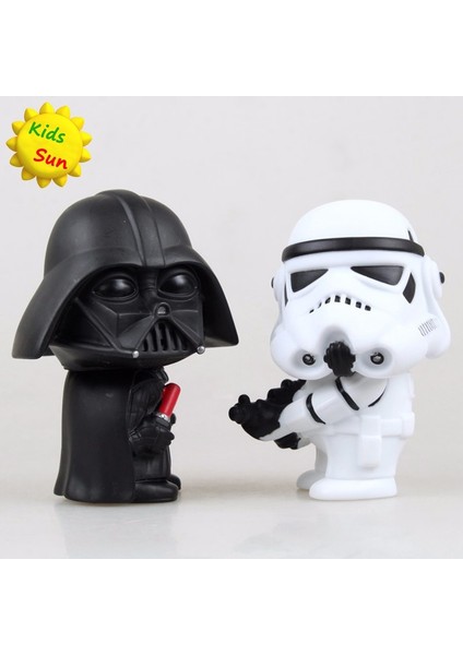 10CM 2pcs/lot Cute Style Star War Darth Vader & Storm Trooper Kawaii Movie Action Figure Model Toys (Yurt Dışından)