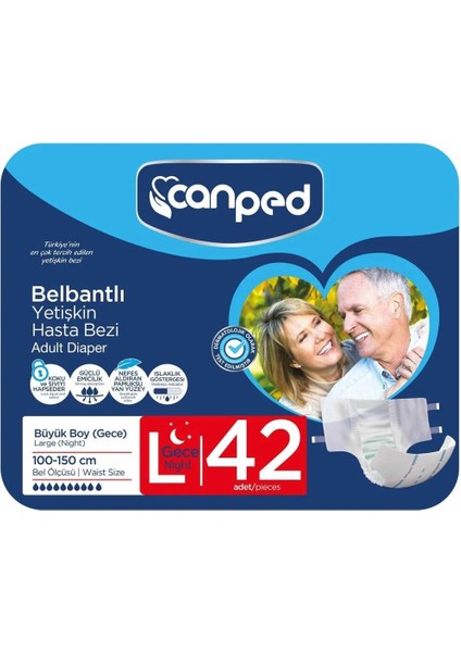 Belbantlı Gece Büyük Eko (Large/night) Hasta Bezi 42 Adet (14'lü 3 Paket)