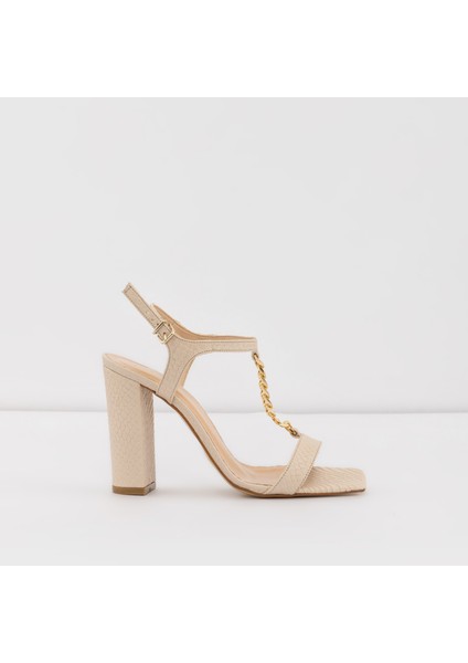 Carmel-Tr Sandalet Yüksek Topuklu Sandalet;Abiye Sandalet - Ekru