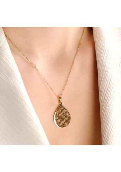 Kadın Damla Figürlü Yaşam Çiçeği Kolye