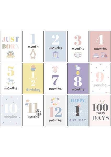 Aylık Bebek Kartları (10X15 cm 15 Adet)