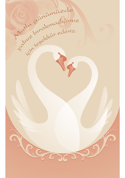 Evlilik Törenleri Için Teşekkür Kartı (5,5x8 cm 100 Adet)